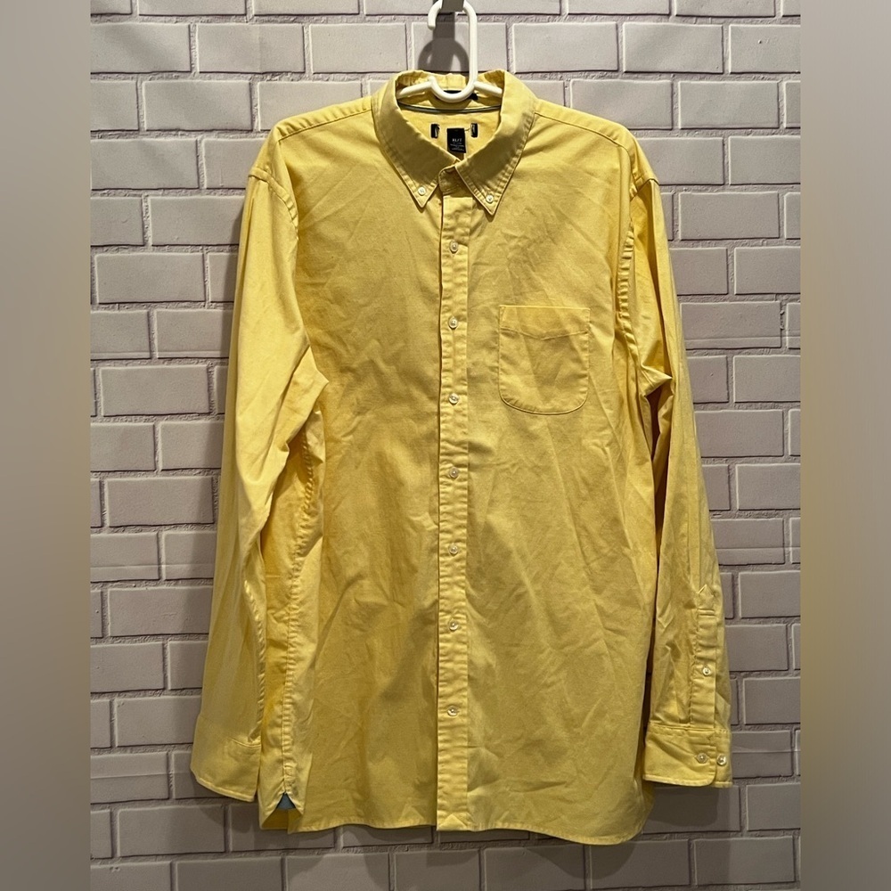 LANDS END Classic style men long sleeve yellow shirt/size XL - Picture 2 of 9